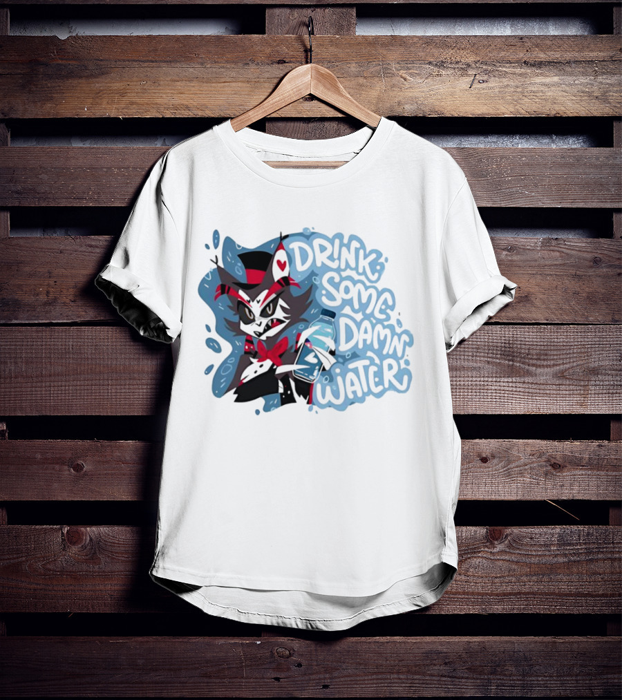 Drink Some Damn Water Wolf Holding Bottle T-Shirt