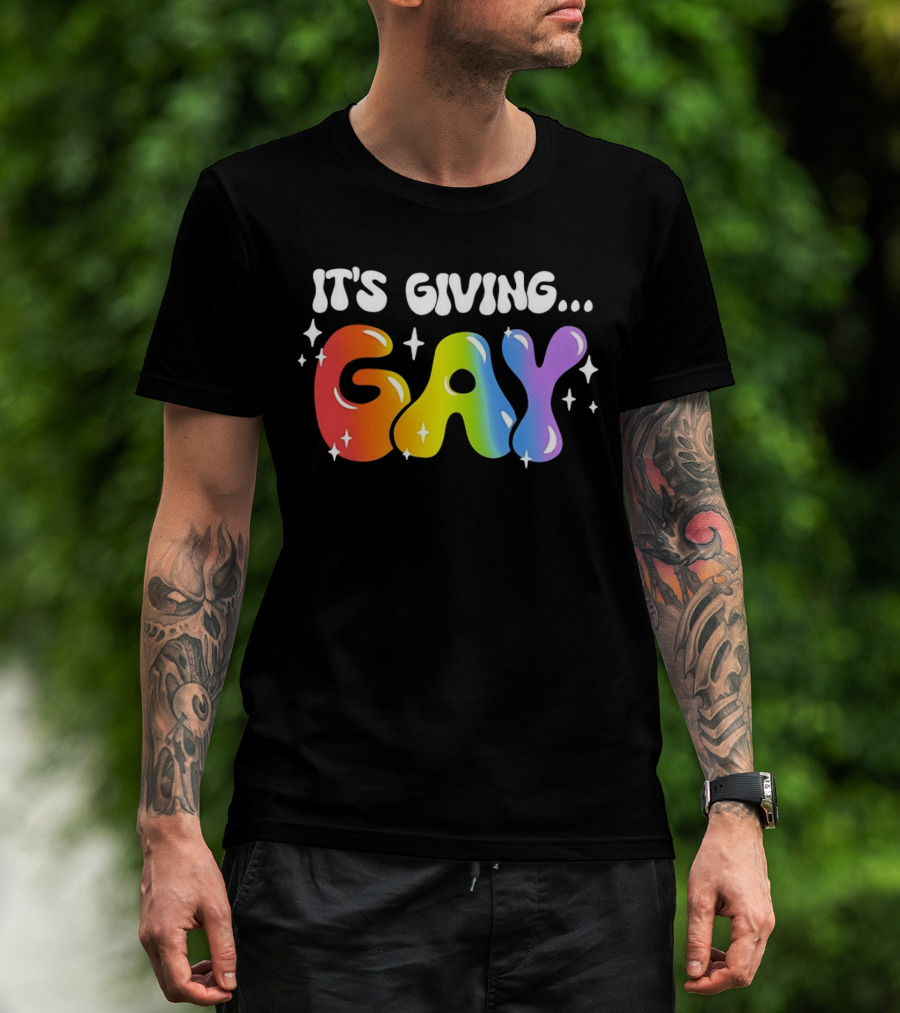It's Giving Gay Pride Rainbow Sparkles T-Shirt