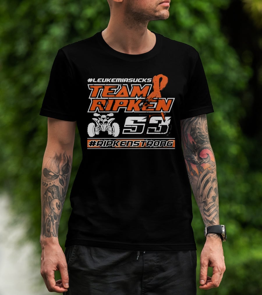 LeukemiaSucks Team Ripken 53 #RipkenStrong Orange Ribbon Quad Bike T-Shirt