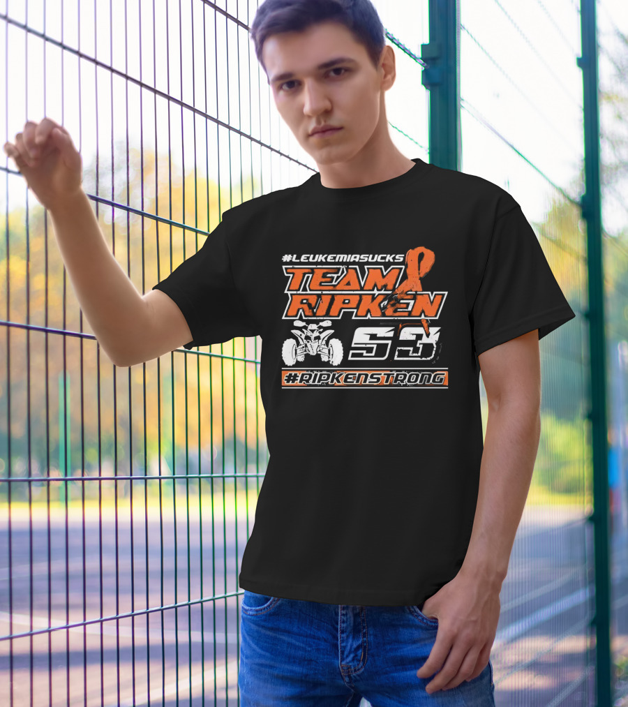 LeukemiaSucks Team Ripken 53 #RipkenStrong Orange Ribbon Quad Bike T-Shirt