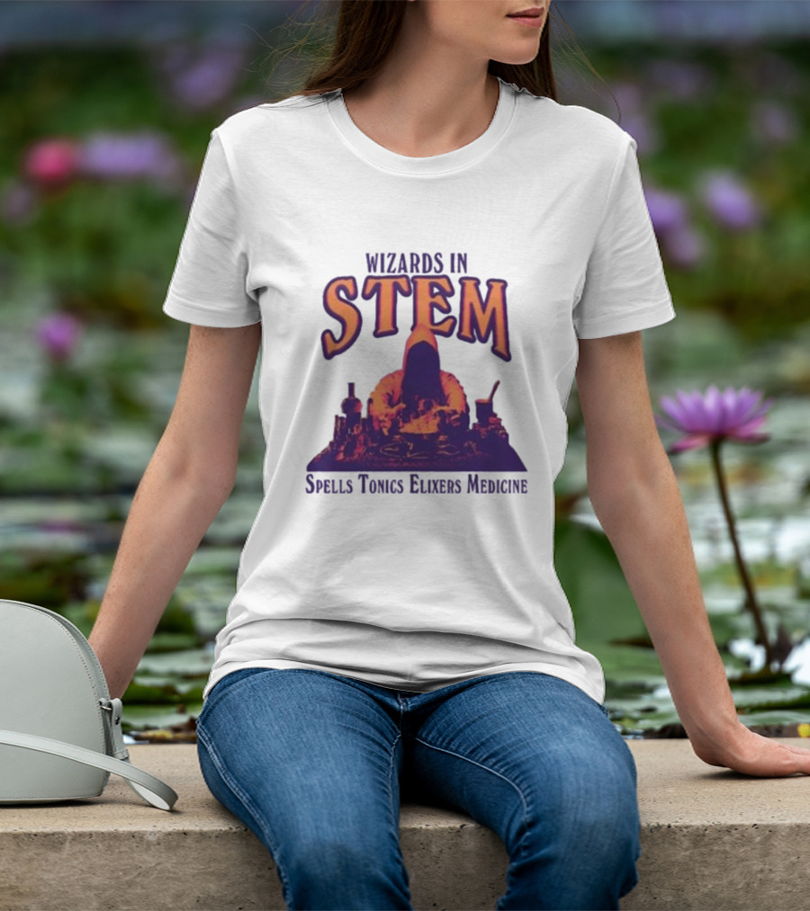 Wizards In STEM Spells Tonics Elixers Medicine Hooded Figure With Potions T-Shirt