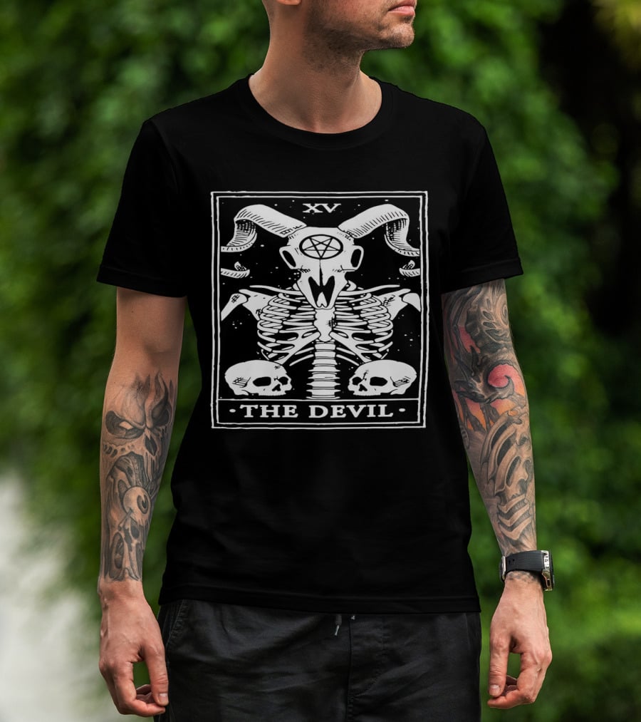 XV The Devil Skeleton Skull Tarot T-Shirt