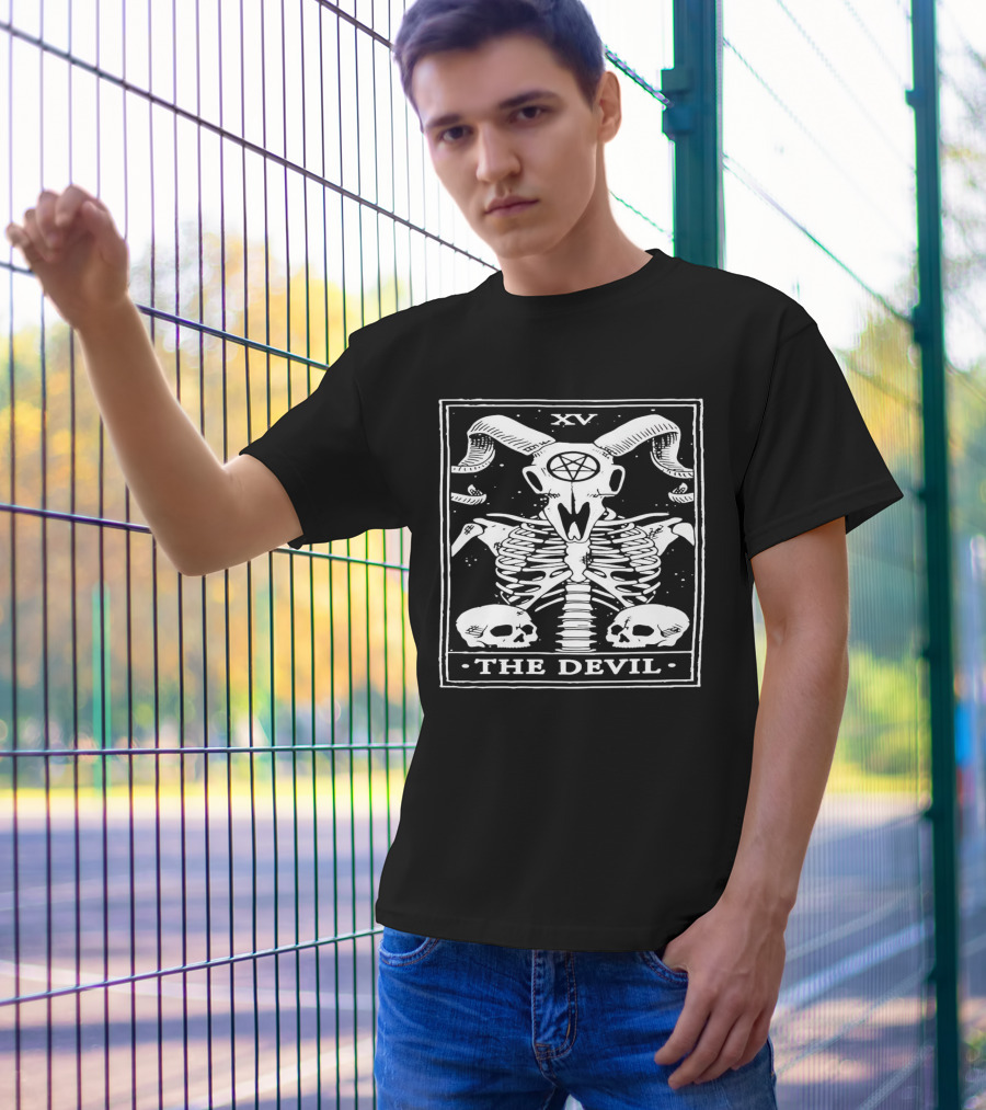 XV The Devil Skeleton Skull Tarot T-Shirt