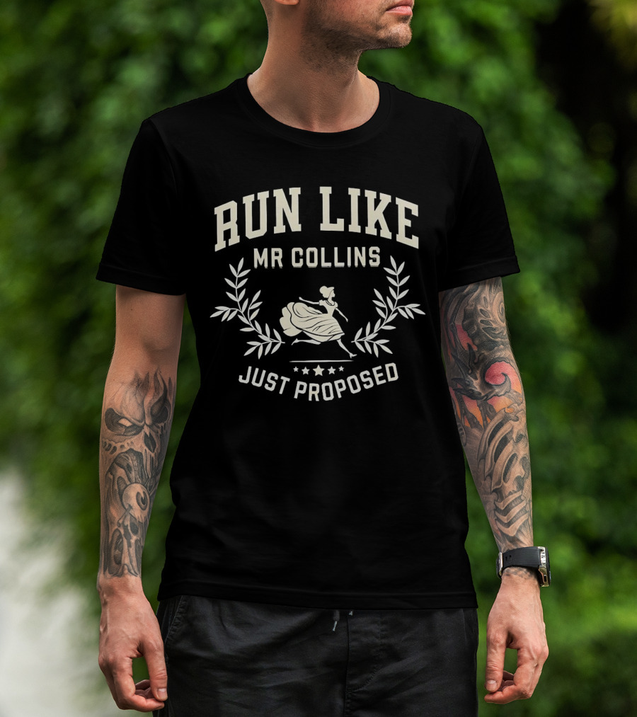 RUN LIKE MR COLLINS JUST PROPOSED VINTAGE STYLE REGENCY LADY RUNNING LEAF LAUREL T-Shirt