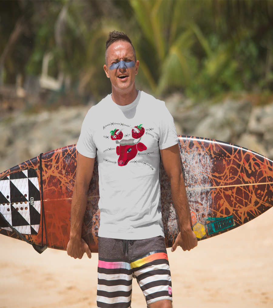 Strawberry Bull Barbed Horns T-Shirt