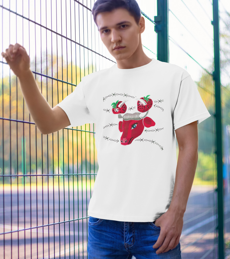 Strawberry Bull Barbed Horns T-Shirt