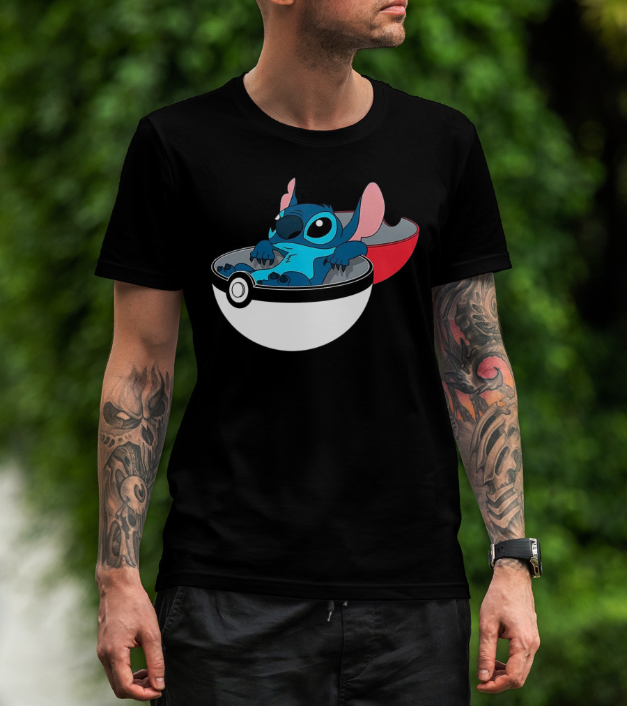 The Stitch Relaxing In Poké Ball Fusion Concept T-Shirt