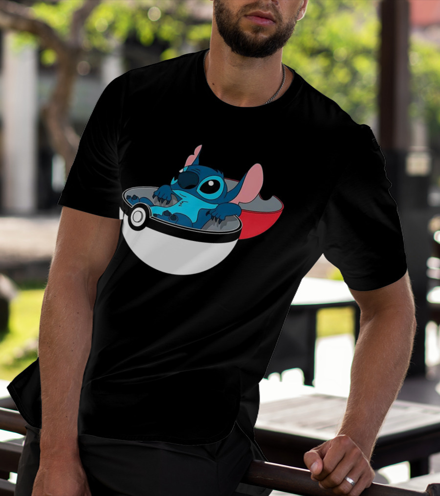 The Stitch Relaxing In Poké Ball Fusion Concept T-Shirt