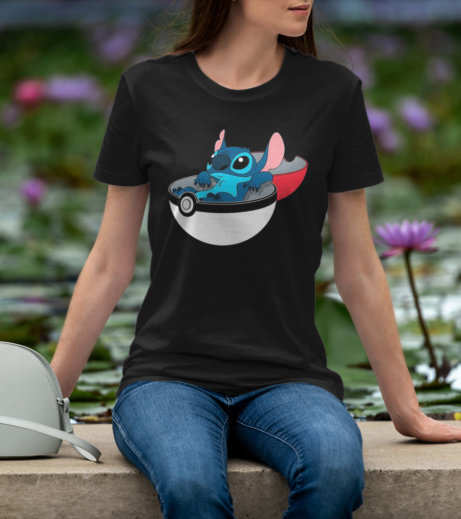 The Stitch Relaxing In Poké Ball Fusion Concept T-Shirt