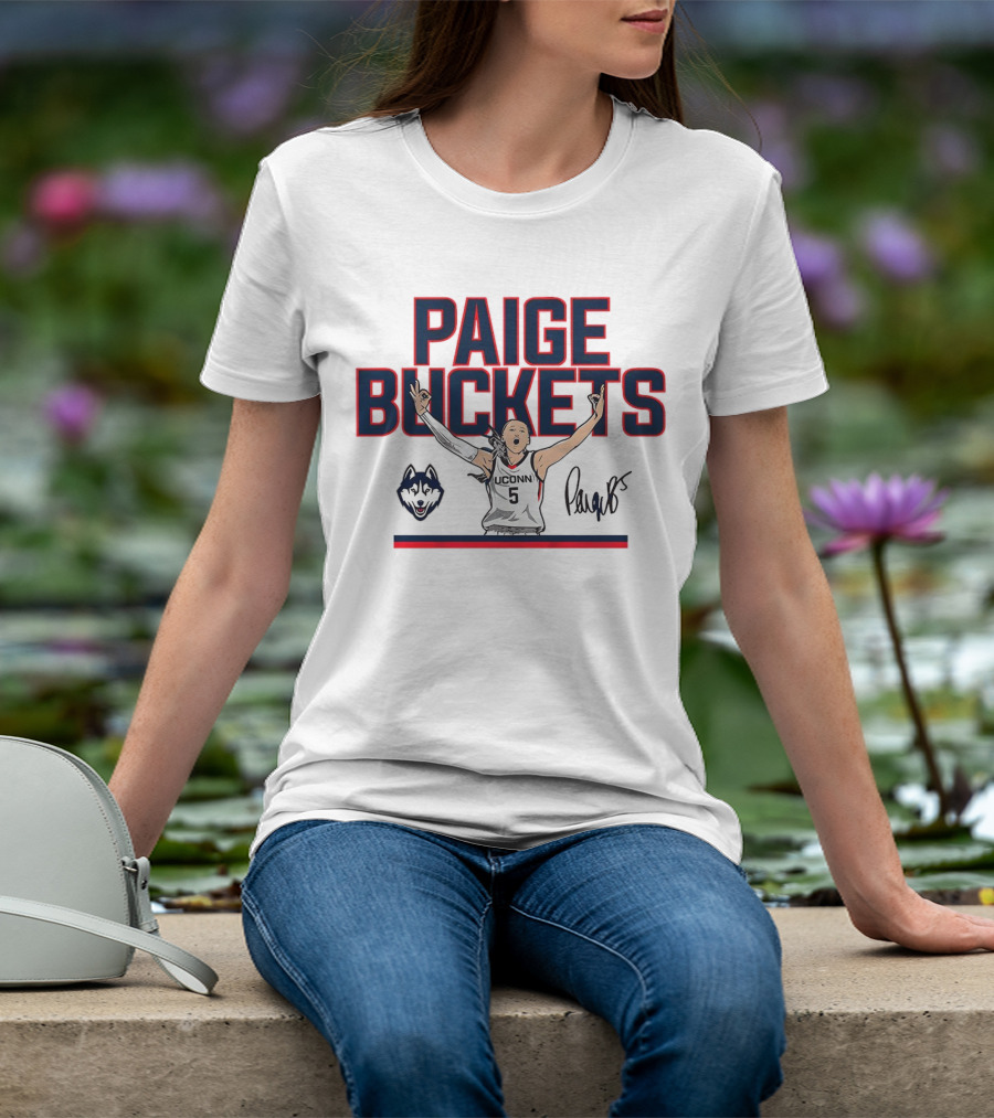 UConn Paige Bueckers Buckets Huskies Basketball Signature T-Shirt