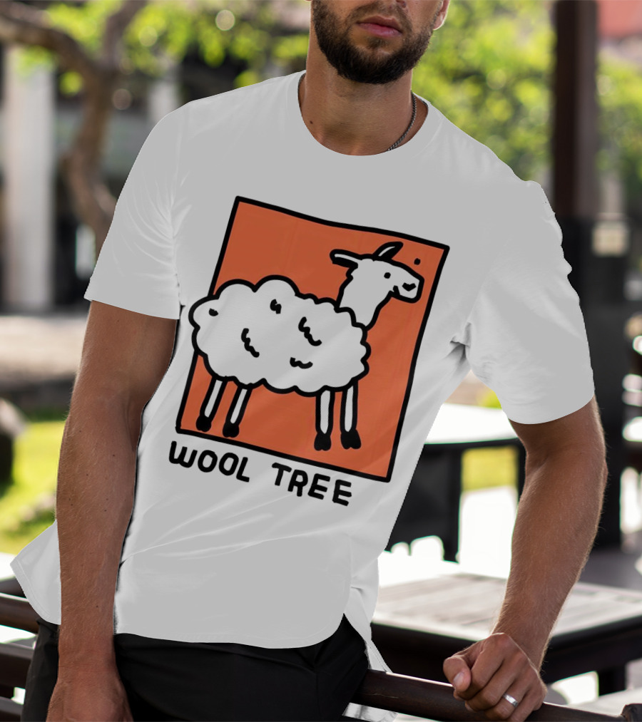 Wool Tree Black Sheep Illustration On Orange Background T-Shirt