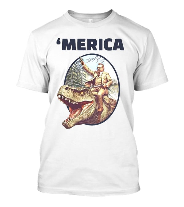 'Merica Chris Long Teddy Roosevelt Riding Allosaurus T-Shirt