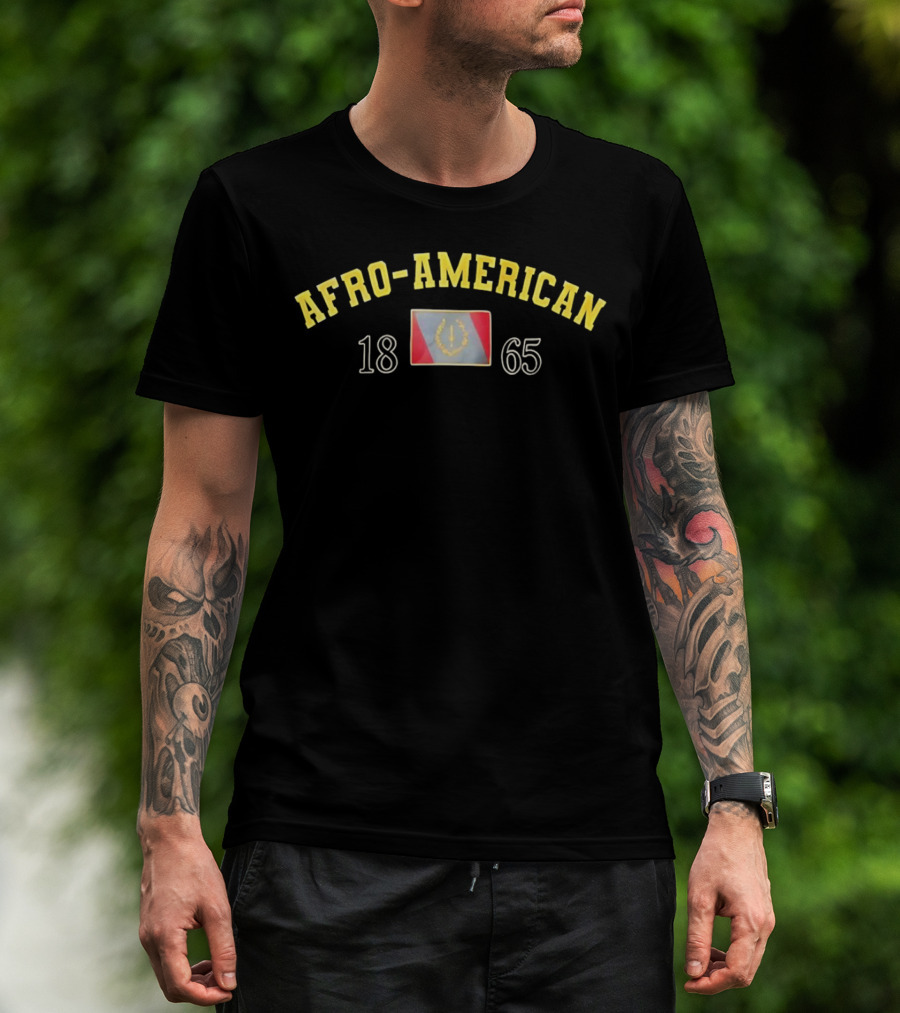 Afro American Heritage 1865 Emblem With Vintage Flag T-Shirt