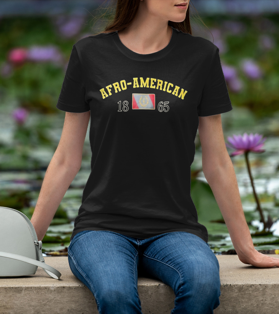 Afro American Heritage 1865 Emblem With Vintage Flag T-Shirt