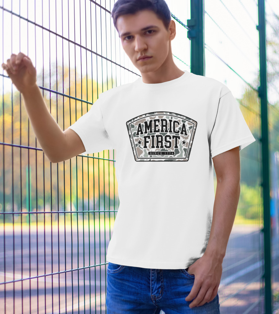 America First Camo Patch Since 1776 T-Shirt