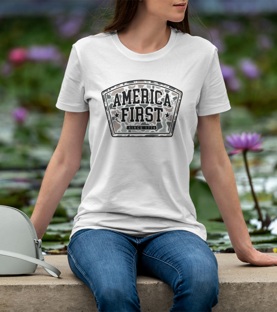 America First Camo Patch Since 1776 T-Shirt