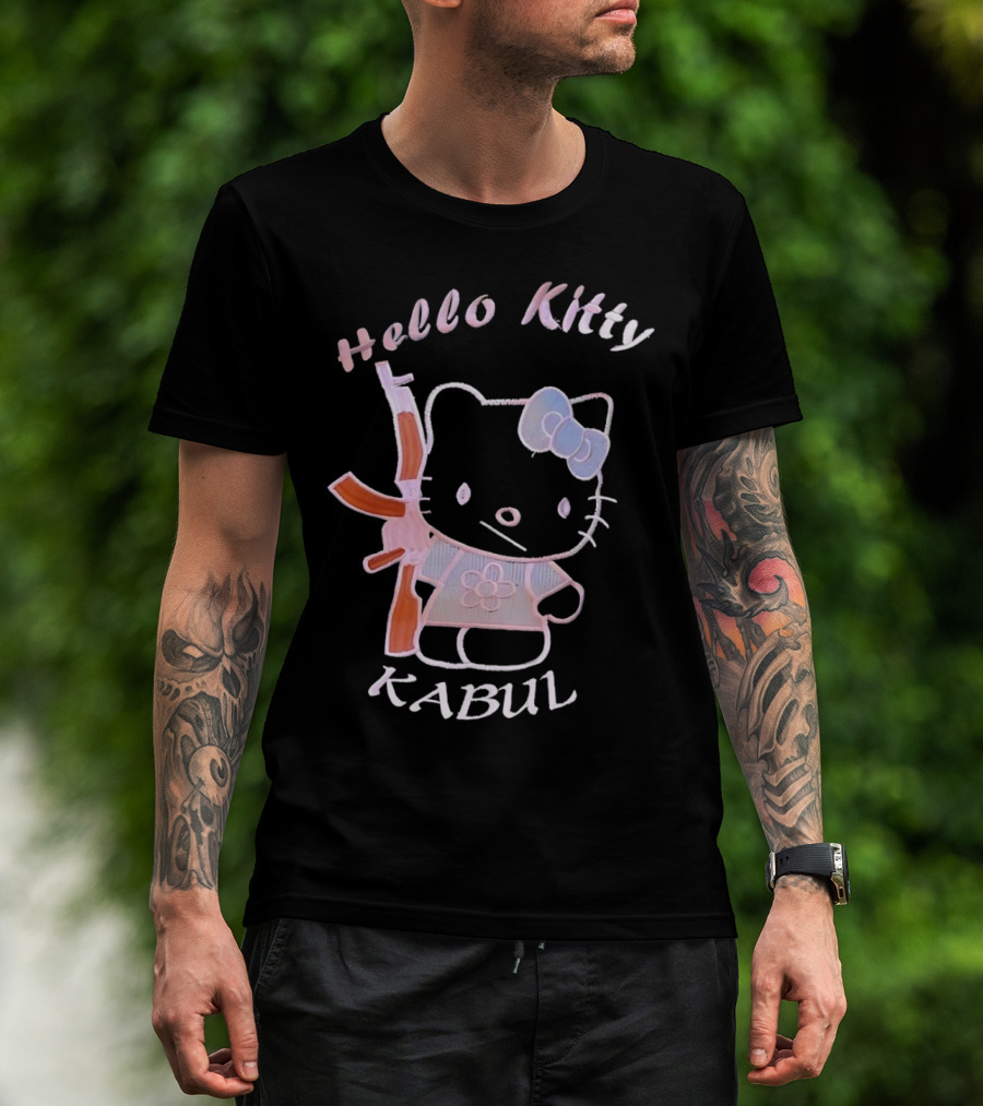 Hello Kitty Kabul Playful Twist On Iconic Character With Rifle T-Shirt