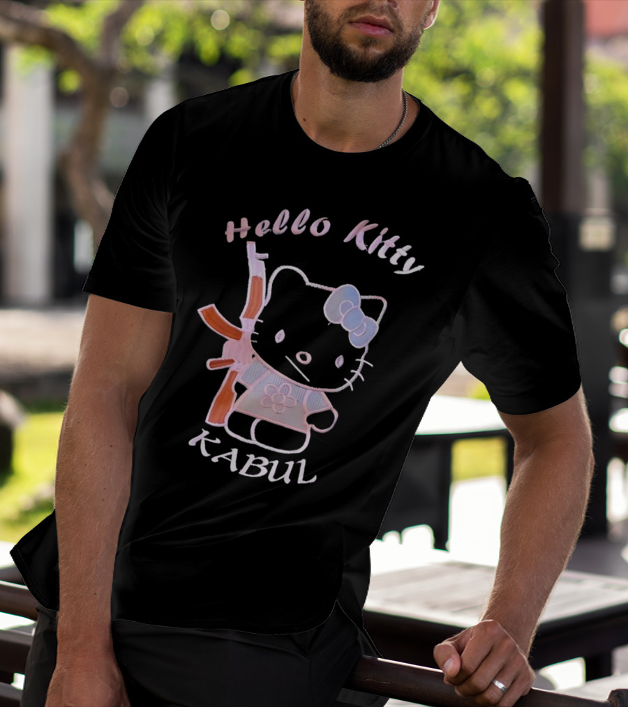 Hello Kitty Kabul Playful Twist On Iconic Character With Rifle T-Shirt