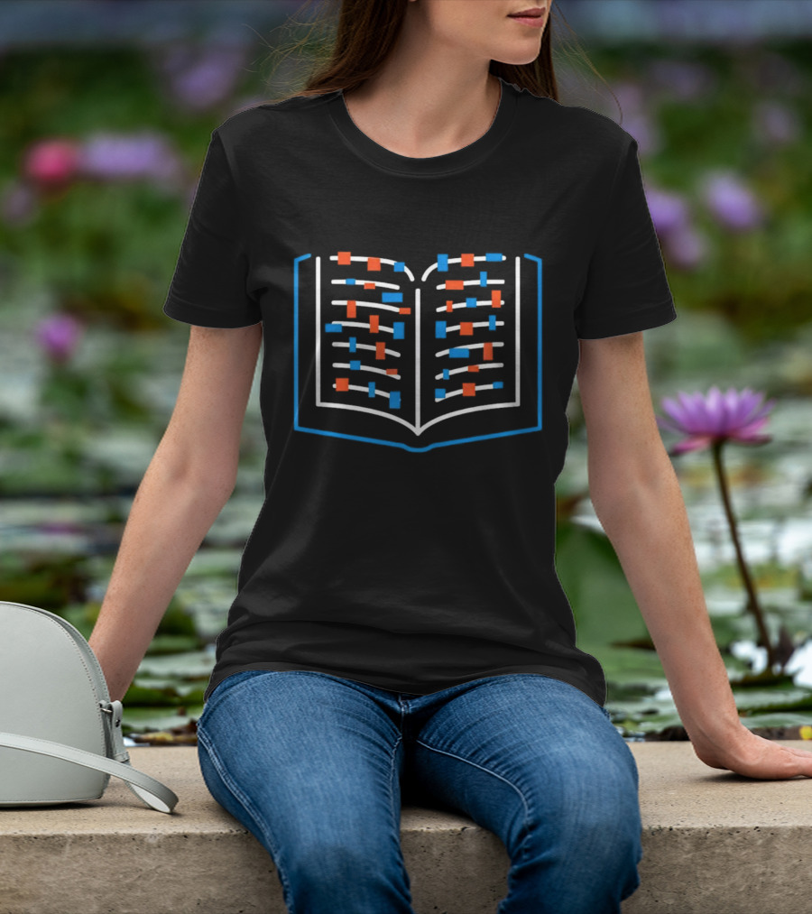 Neon Open Book Illustration With Abstract Color Blocks T-Shirt