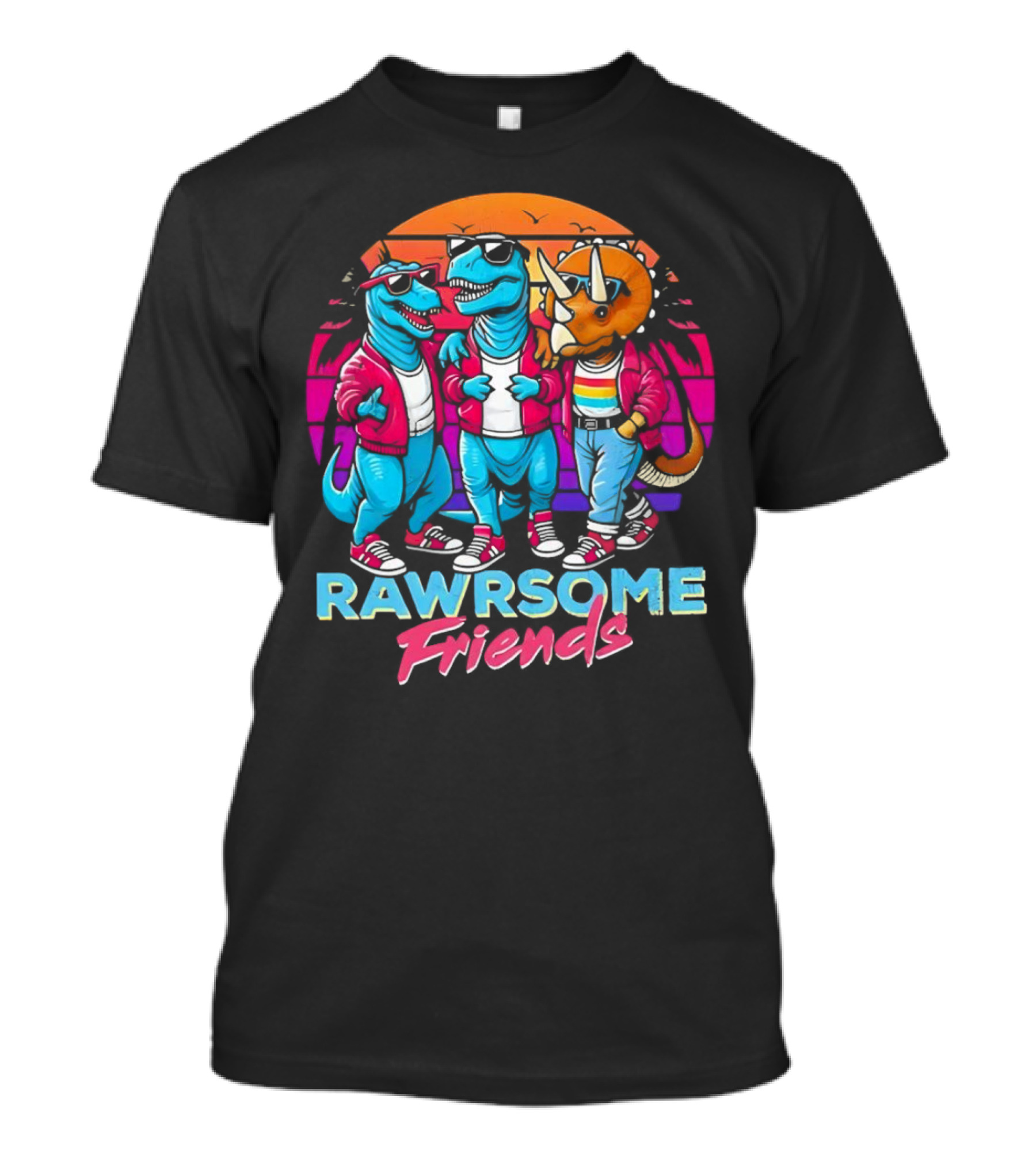 Rawrsome Friends Juna Duncan Retro Dinosaur Crew T-Shirt