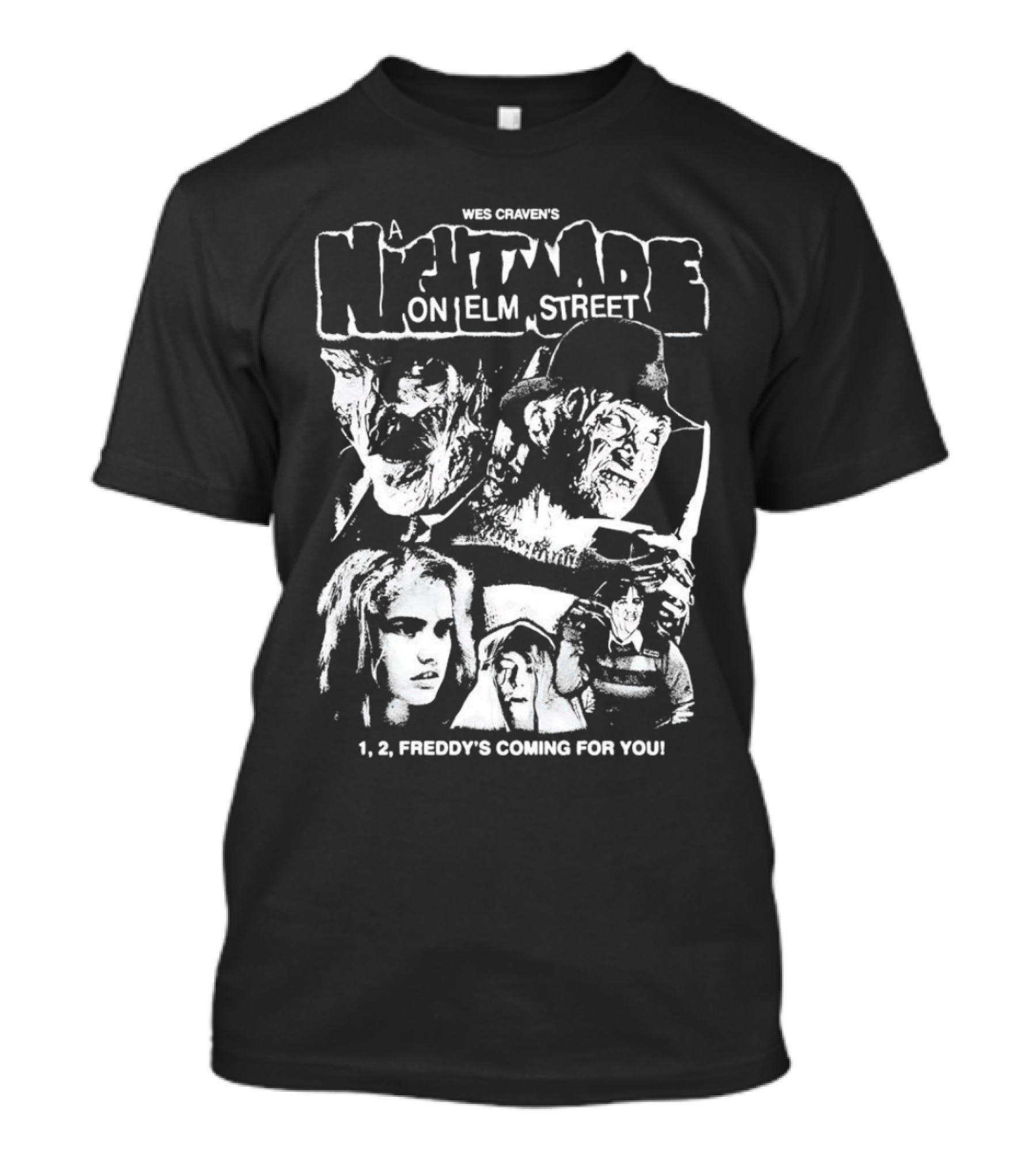 Wes Craven's A Nightmare On Elm Street 1, 2, Freddy's Coming For You T-Shirt