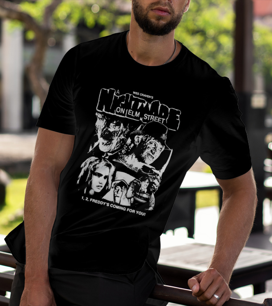Wes Craven's A Nightmare On Elm Street 1, 2, Freddy's Coming For You T-Shirt
