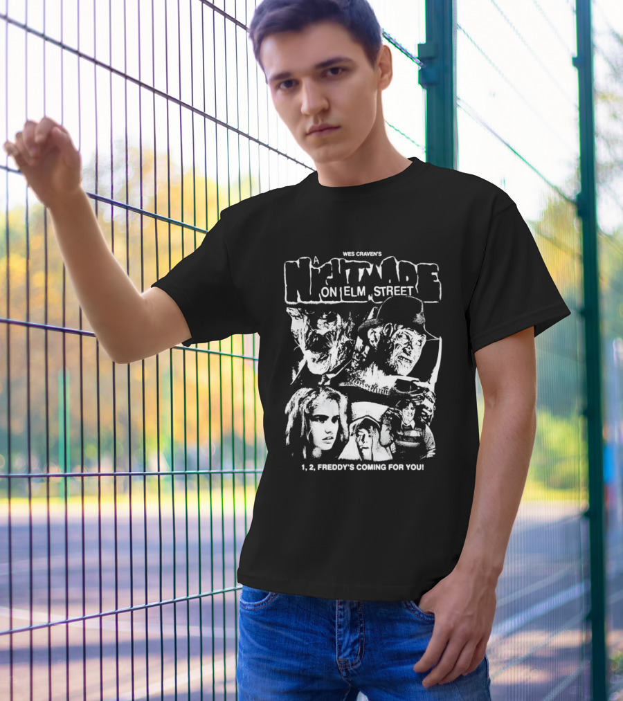 Wes Craven's A Nightmare On Elm Street 1, 2, Freddy's Coming For You T-Shirt