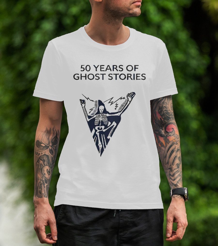 50 Years Of Ghost Stories Skeleton With Lightning Bolt T-Shirt