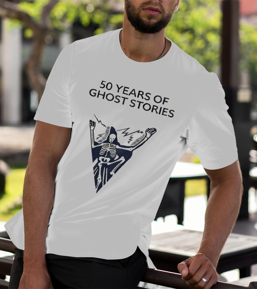 50 Years Of Ghost Stories Skeleton With Lightning Bolt T-Shirt