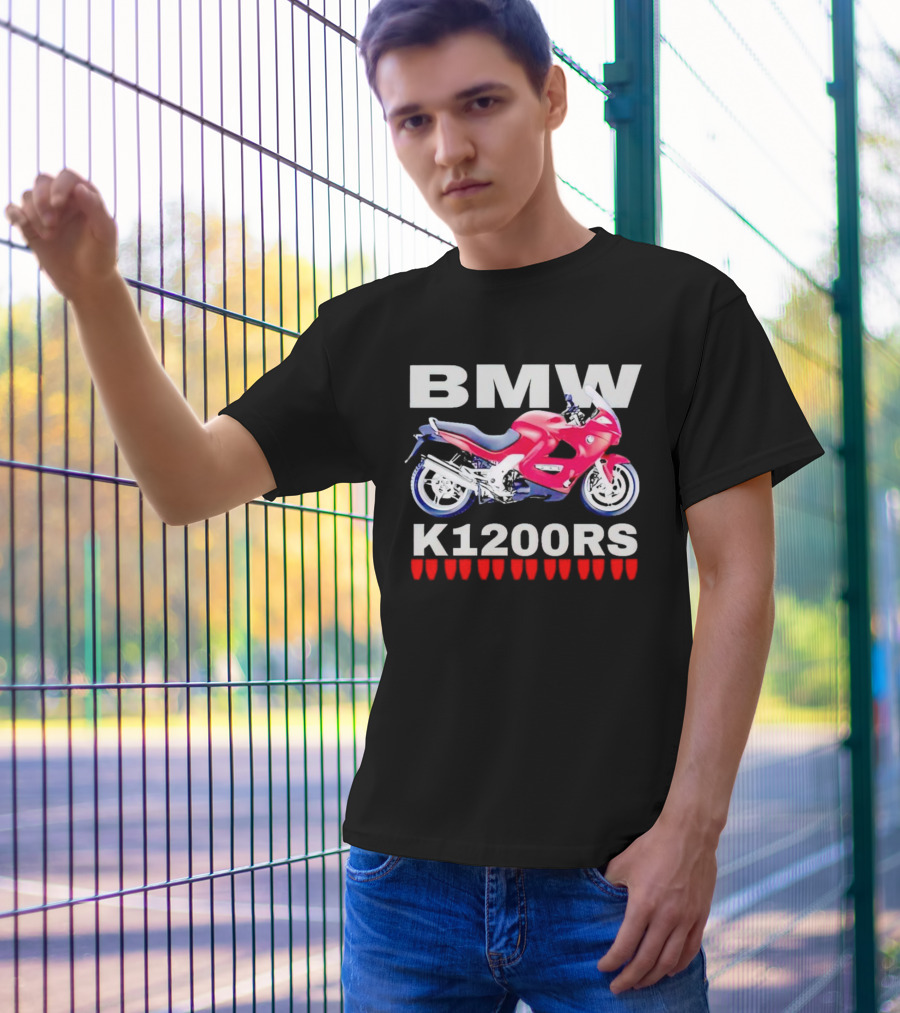 BMW K1200Rs Motorcycle Illustration With Red Iconic T-Shirt