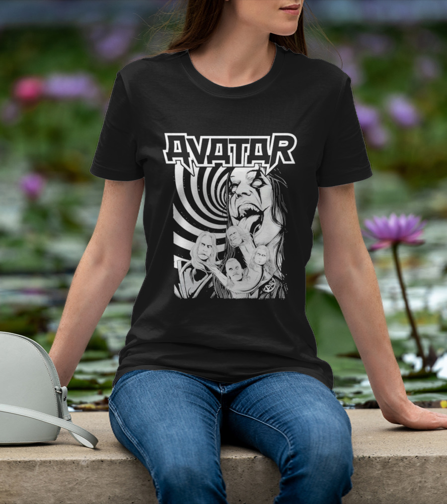 Avatar Band Graphic With Swirling Tongue Faces T-Shirt