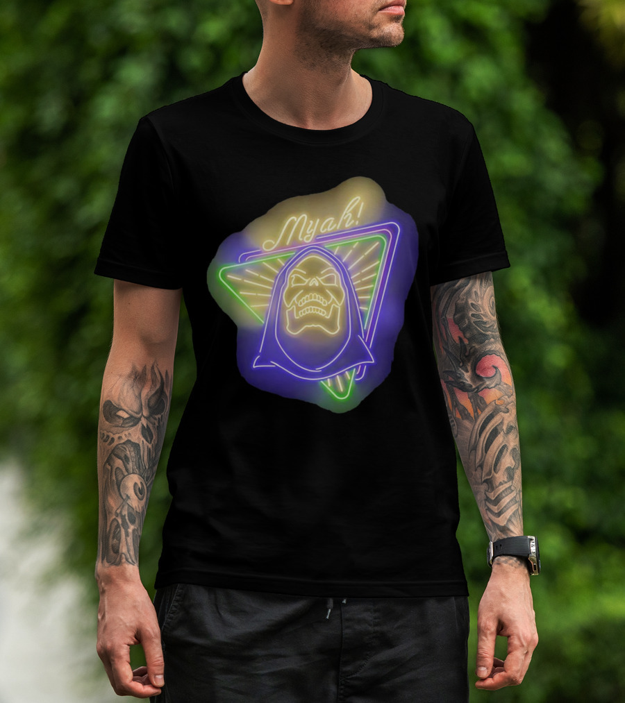 Skeletor Neon Myah Retro 80s Glowing Triangle T-Shirt