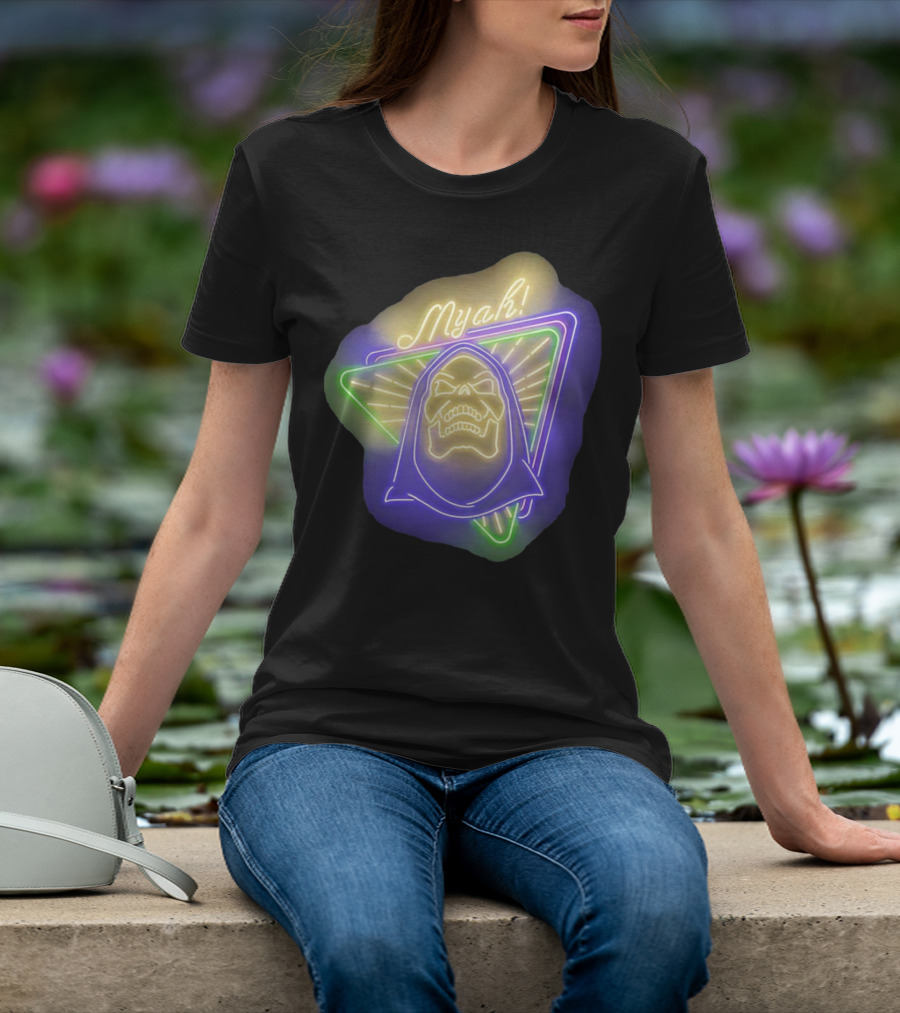 Skeletor Neon Myah Retro 80s Glowing Triangle T-Shirt