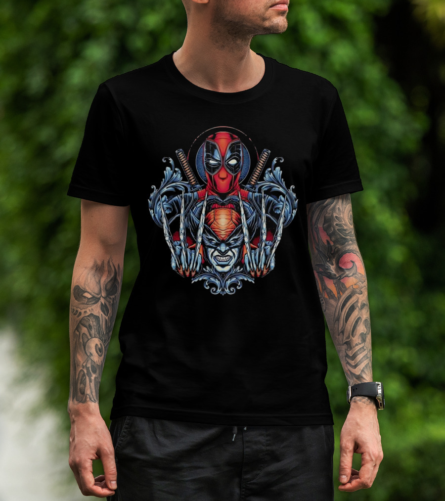 Deadpool And Wolverine Disastrous Duo Claws And Swords T-Shirt