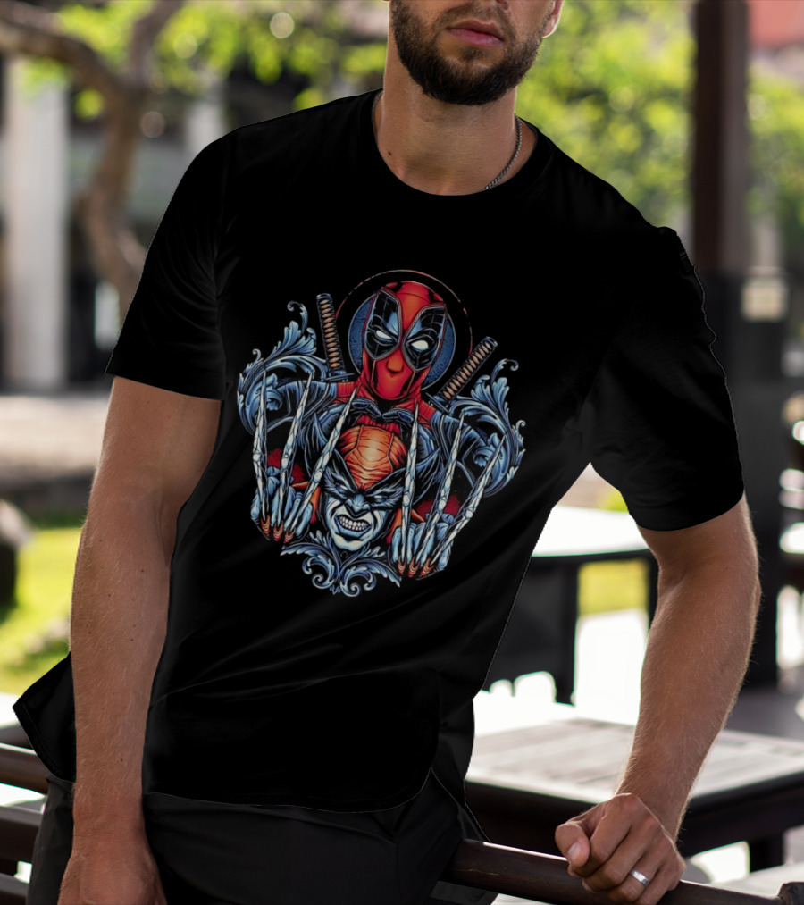 Deadpool And Wolverine Disastrous Duo Claws And Swords T-Shirt