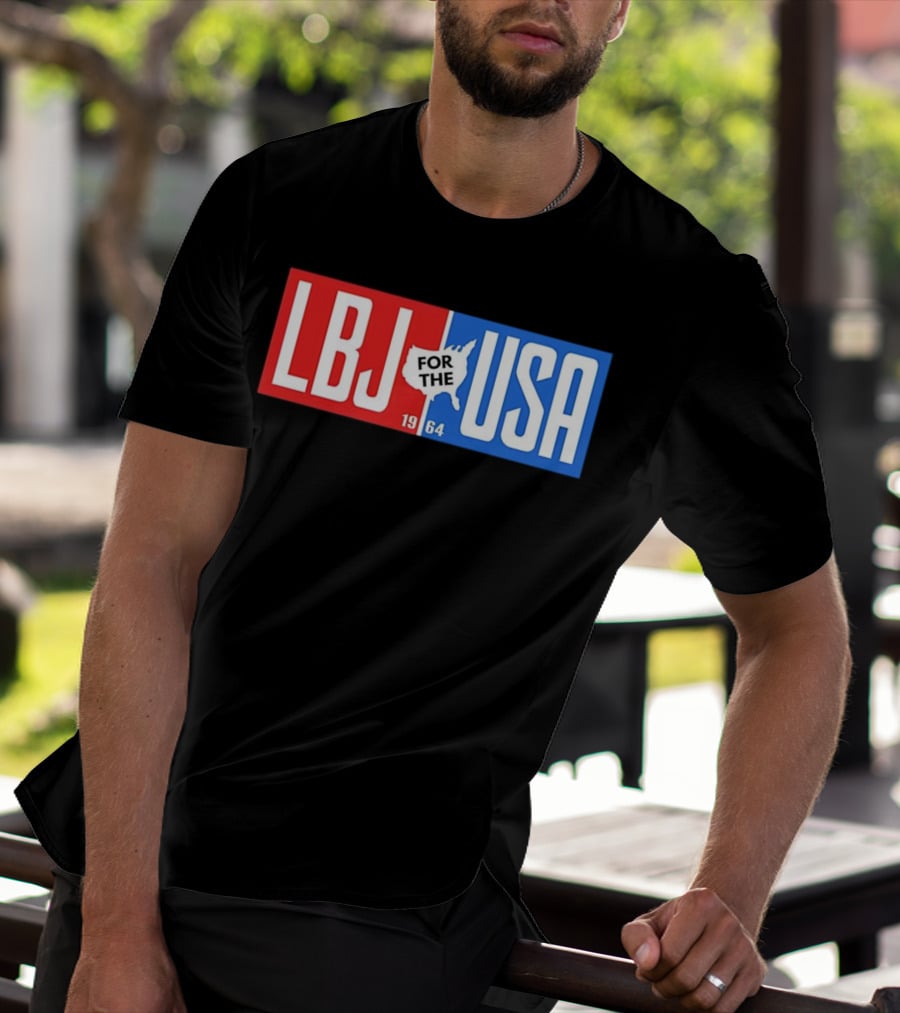 LBJ For The USA 1964 Vintage Political Campaign Red White Blue USA Map T-Shirt