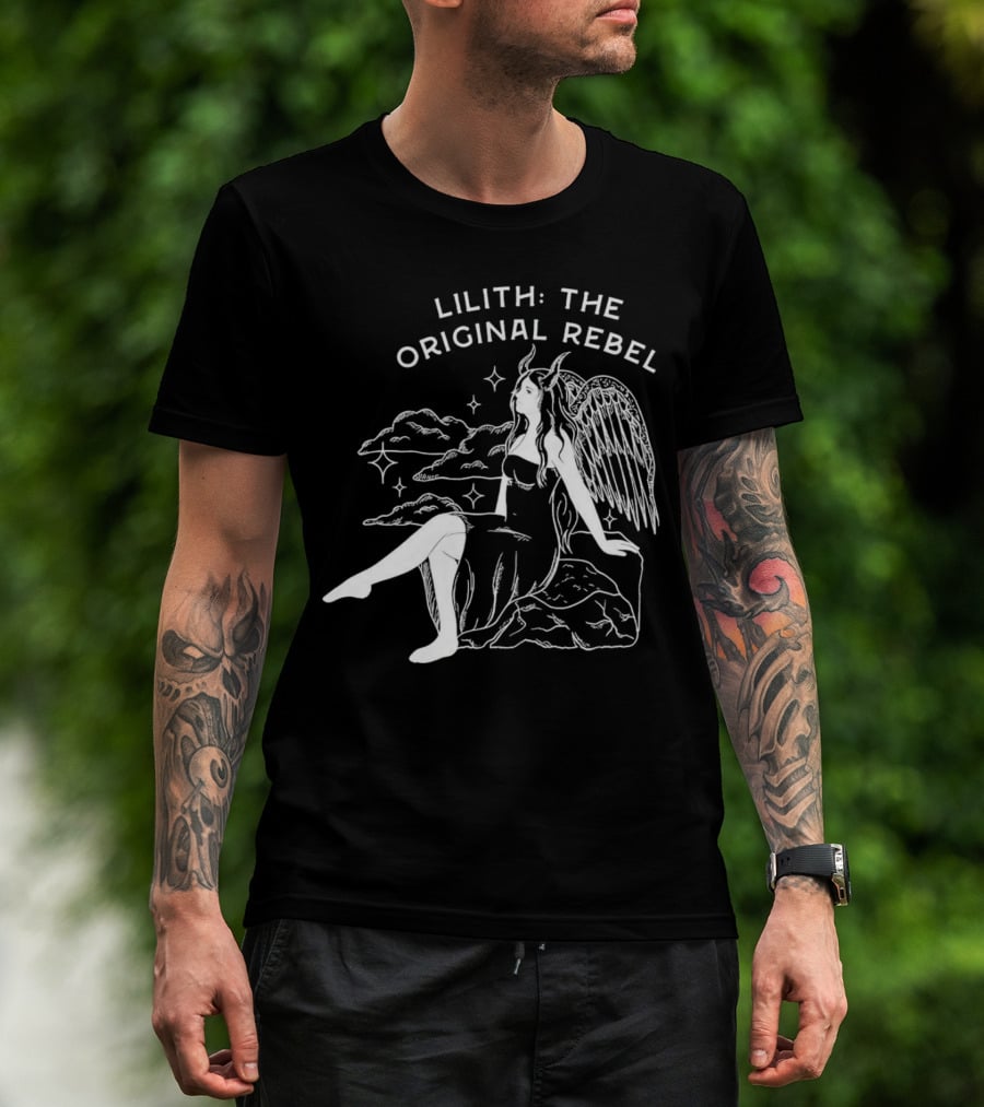 Lilith The Original Rebel Angelic Female Figure With Wings And Horns T-Shirt