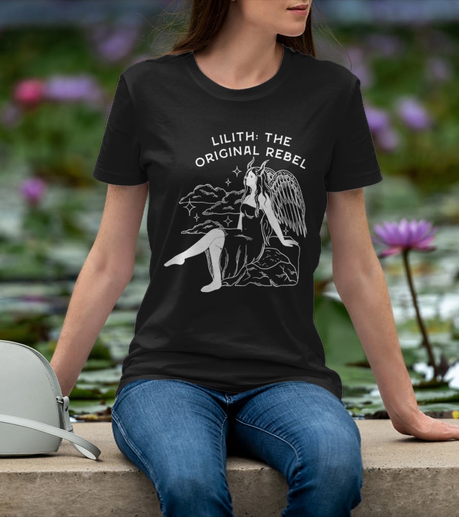 Lilith The Original Rebel Angelic Female Figure With Wings And Horns T-Shirt