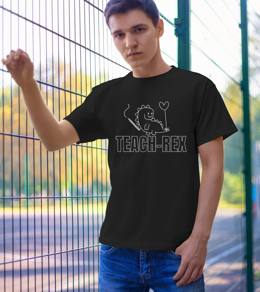 Teach-Rex Dinosaur With Pen And Heart Balloon T-Shirt