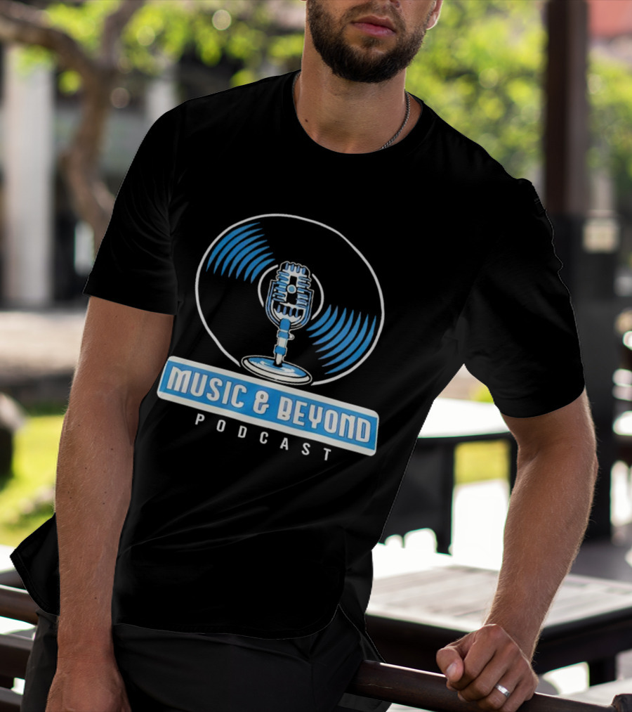 Music And Beyond Podcast Vinyl Microphone T-Shirt