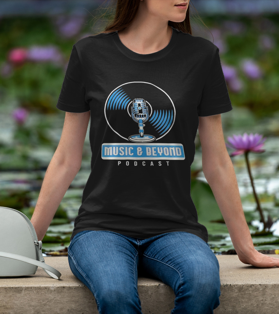 Music And Beyond Podcast Vinyl Microphone T-Shirt