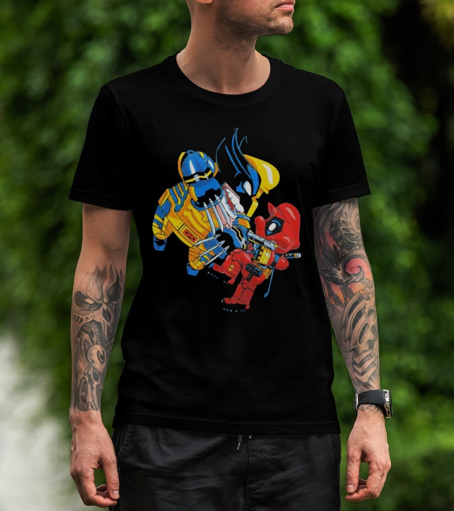 Wario And Mario As Wolverine And Deadpool Face-Off In Colorful Crossover T-Shirt