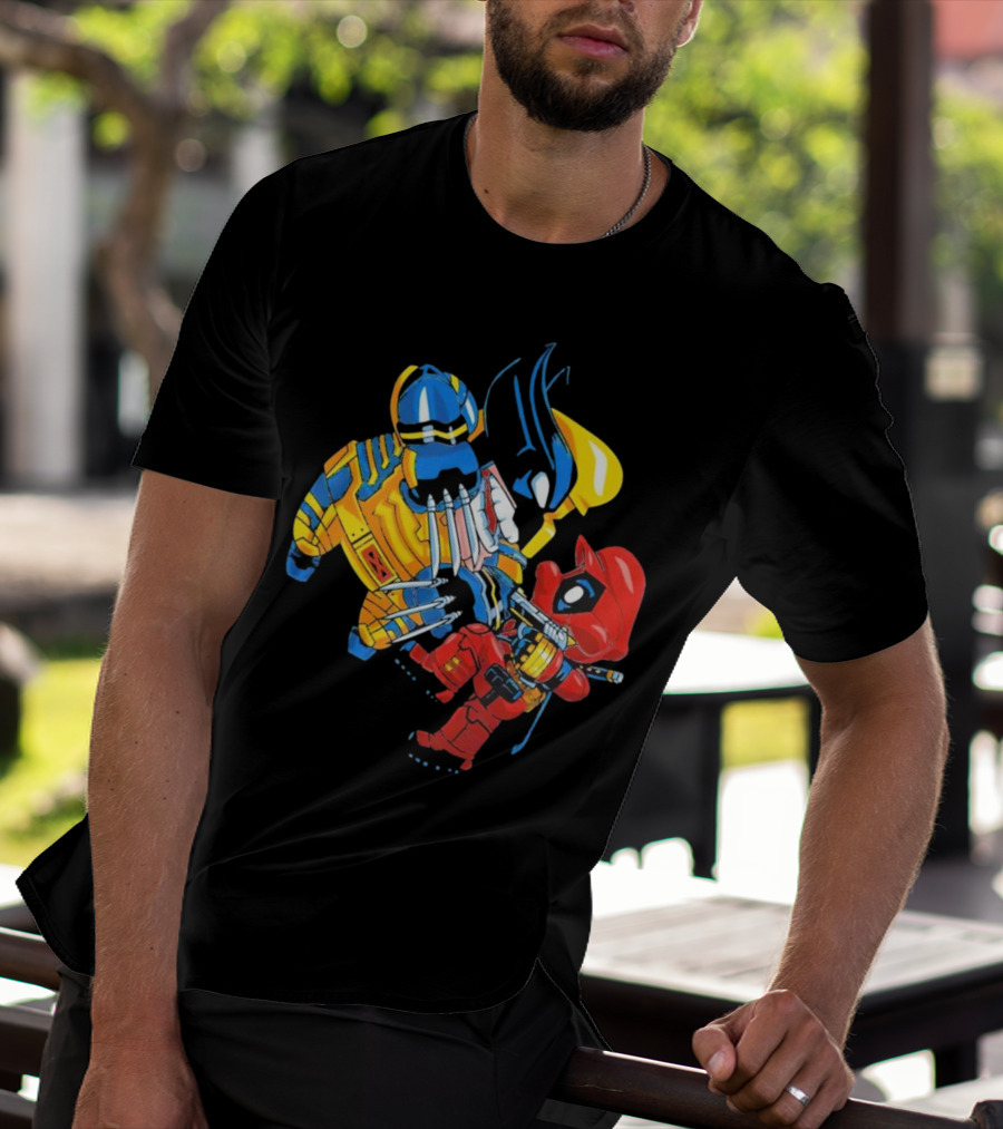 Wario And Mario As Wolverine And Deadpool Face-Off In Colorful Crossover T-Shirt