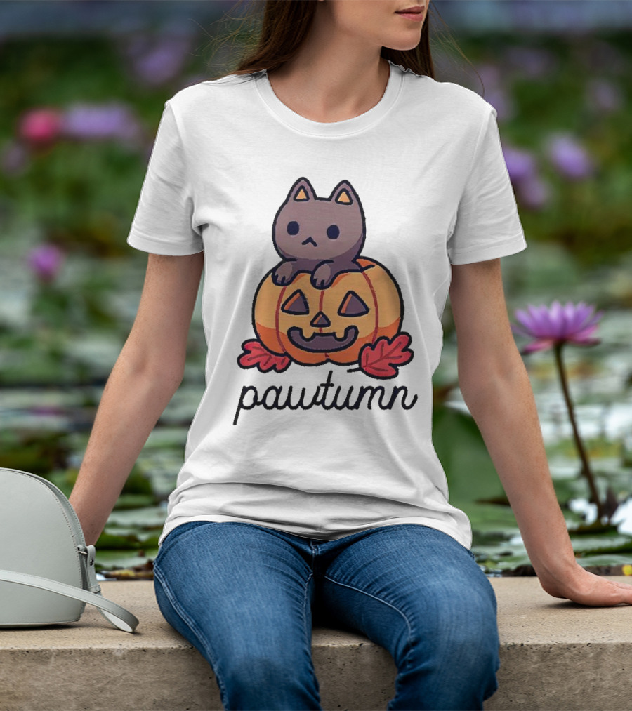 Halloween Cat Pawtumn Pumpkin T-Shirt