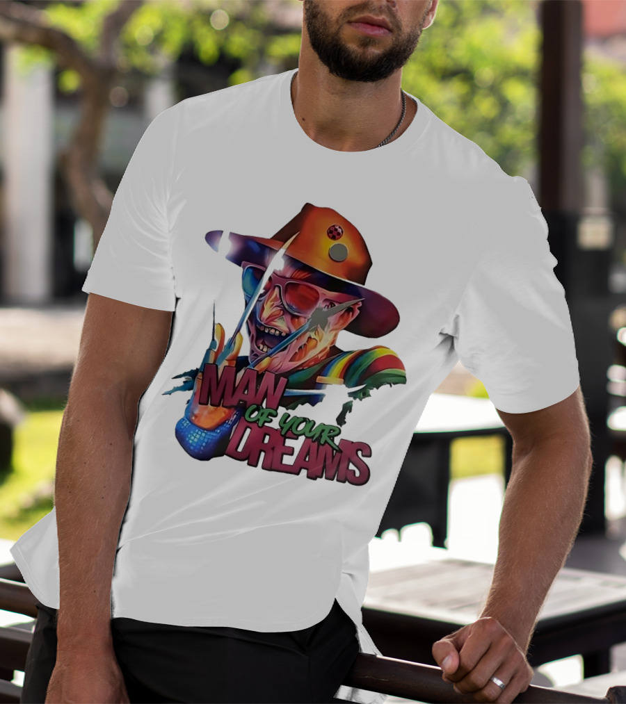 Freddy Krueger Rainbow Hat Sunglasses Claw Man Of Your Dreams T-Shirt