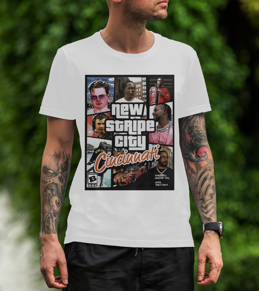 New Stripe City Cincinnati Icons Comic Style NFL T-Shirt