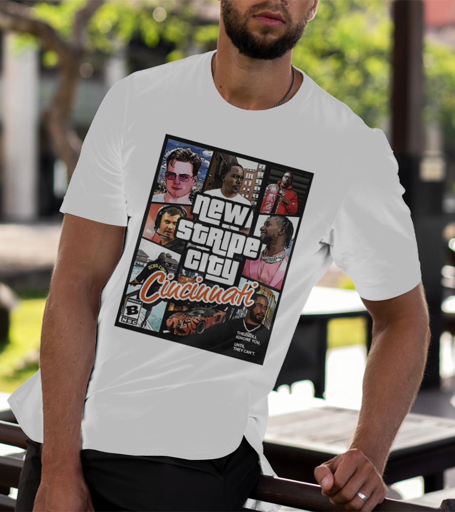 New Stripe City Cincinnati Icons Comic Style NFL T-Shirt
