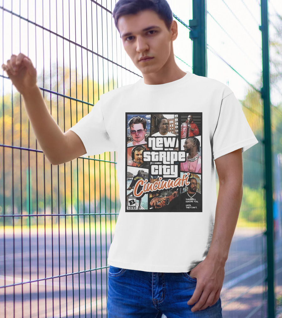 New Stripe City Cincinnati Icons Comic Style NFL T-Shirt