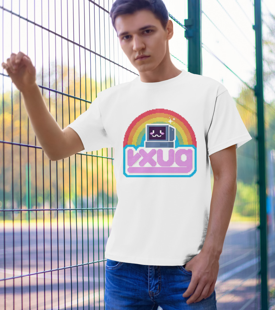 Rainbow Vxug Pixel Art Retro Computer T-Shirt