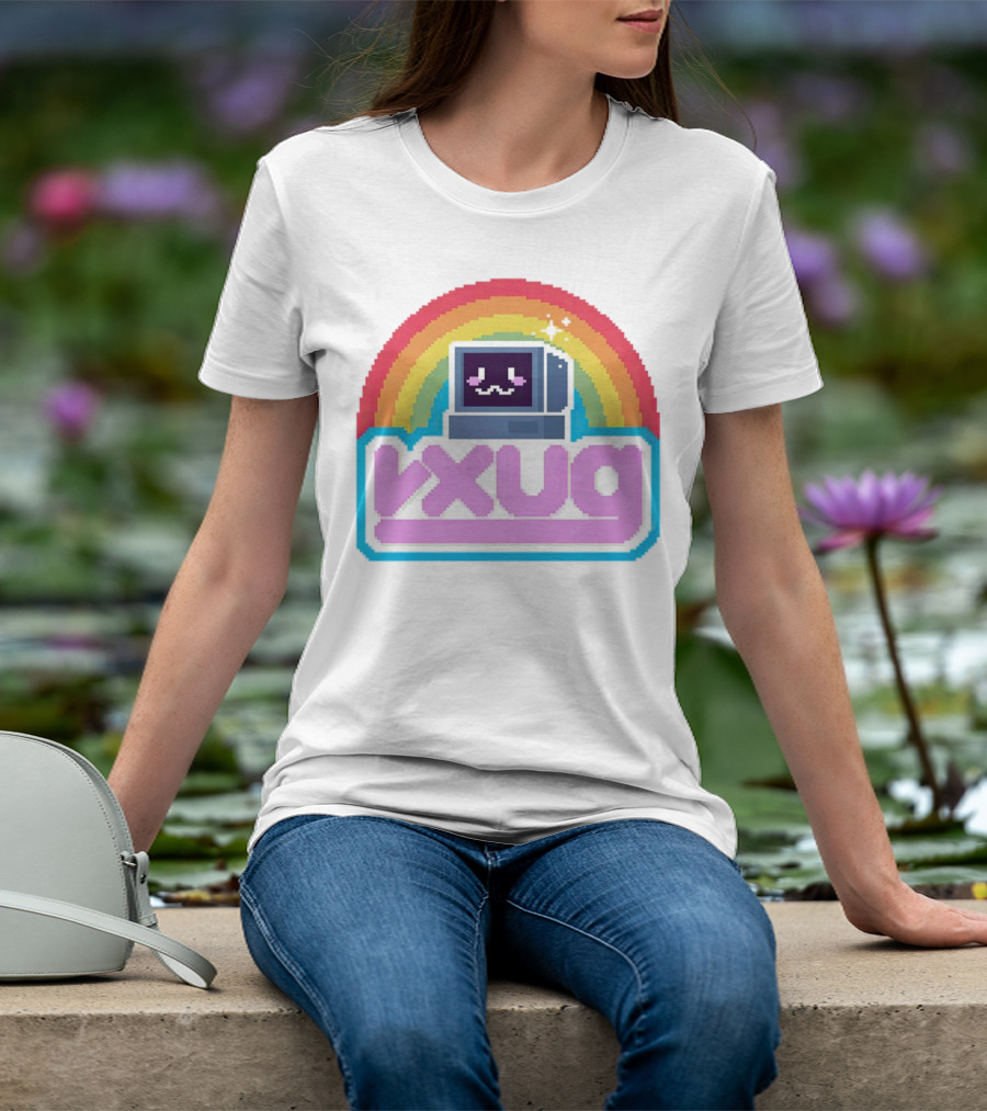 Rainbow Vxug Pixel Art Retro Computer T-Shirt